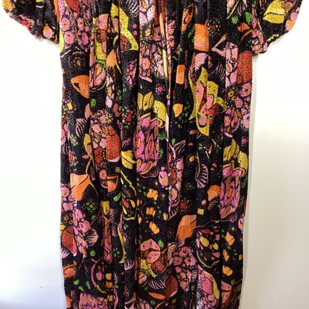 La DoubleJ Wanderlust Dress Eden Devore Velvet Black Orange Maxi‎ Dress Size XS - Picture 8 of 17